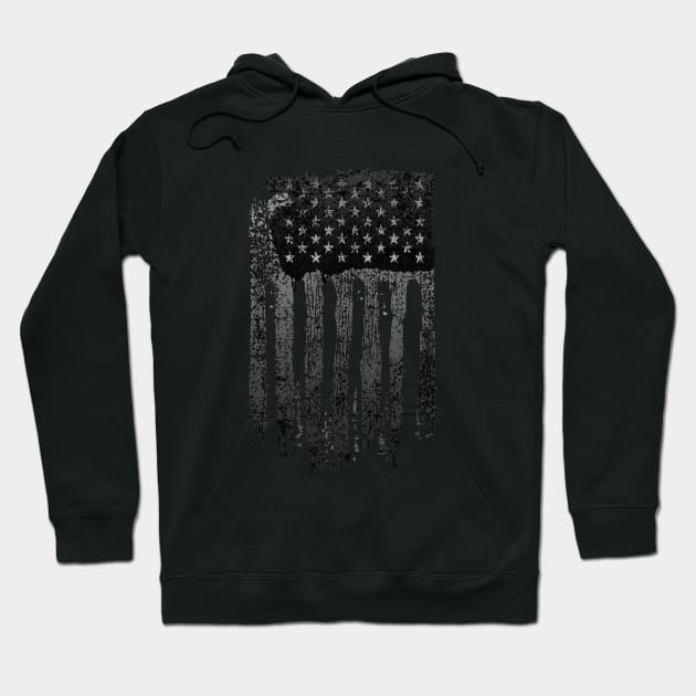 Black White American Flag Hoodie by pilipsjanuariusDesign